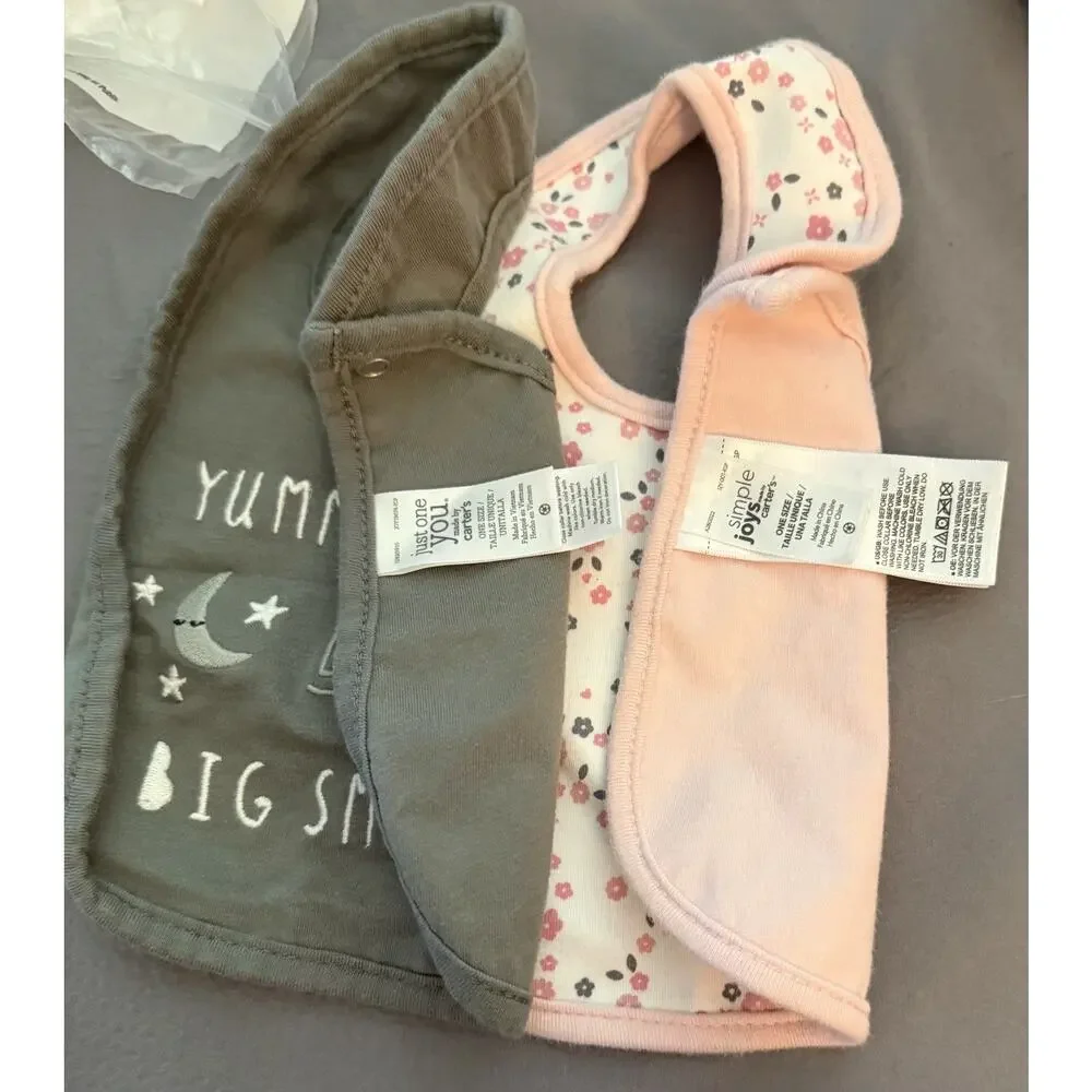 Carter’s Just One You/Simple Joys Baby Girl Teething Drool Bibs, Water Resistant